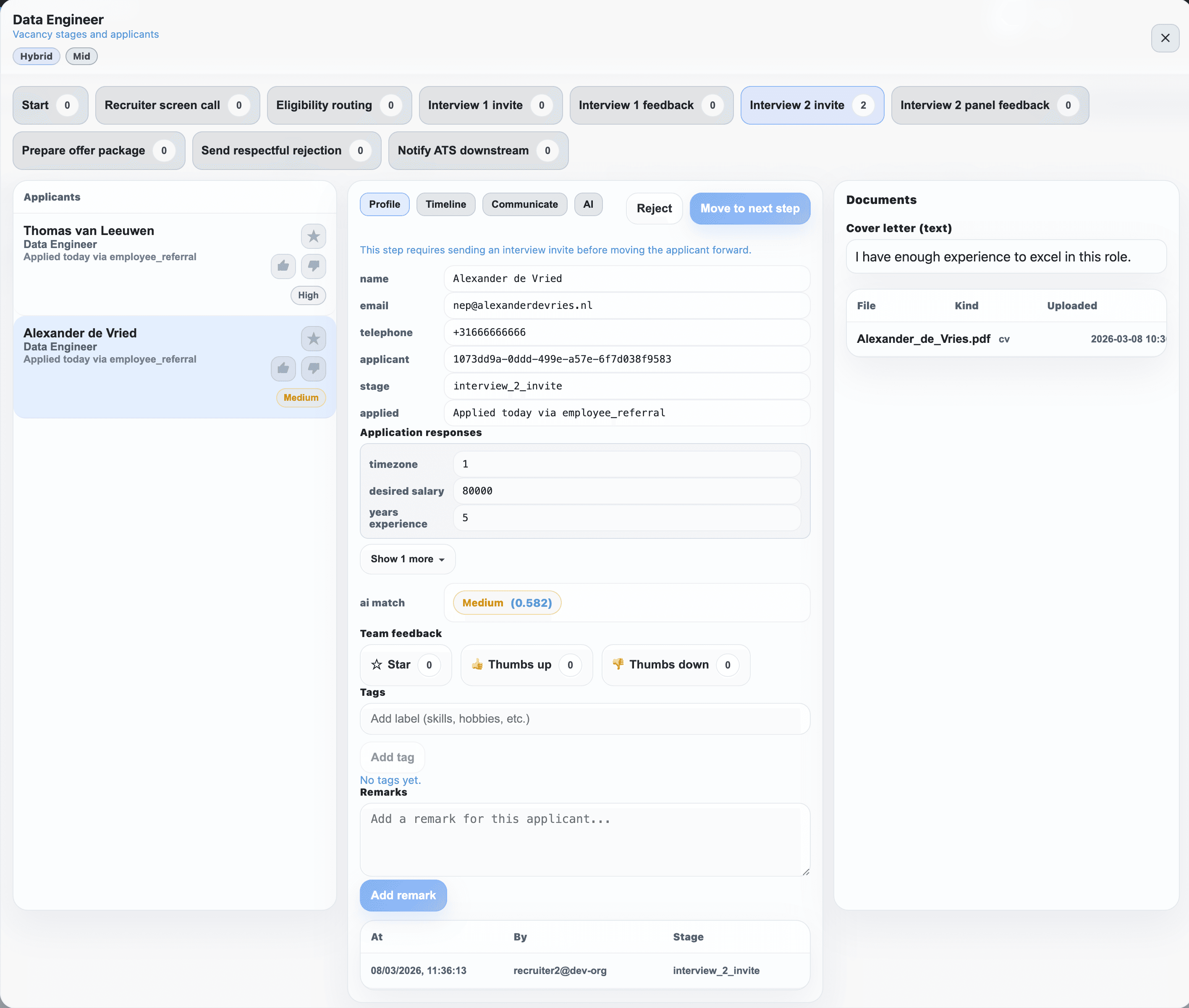 Collaborative vacancy overview in PolpoHire