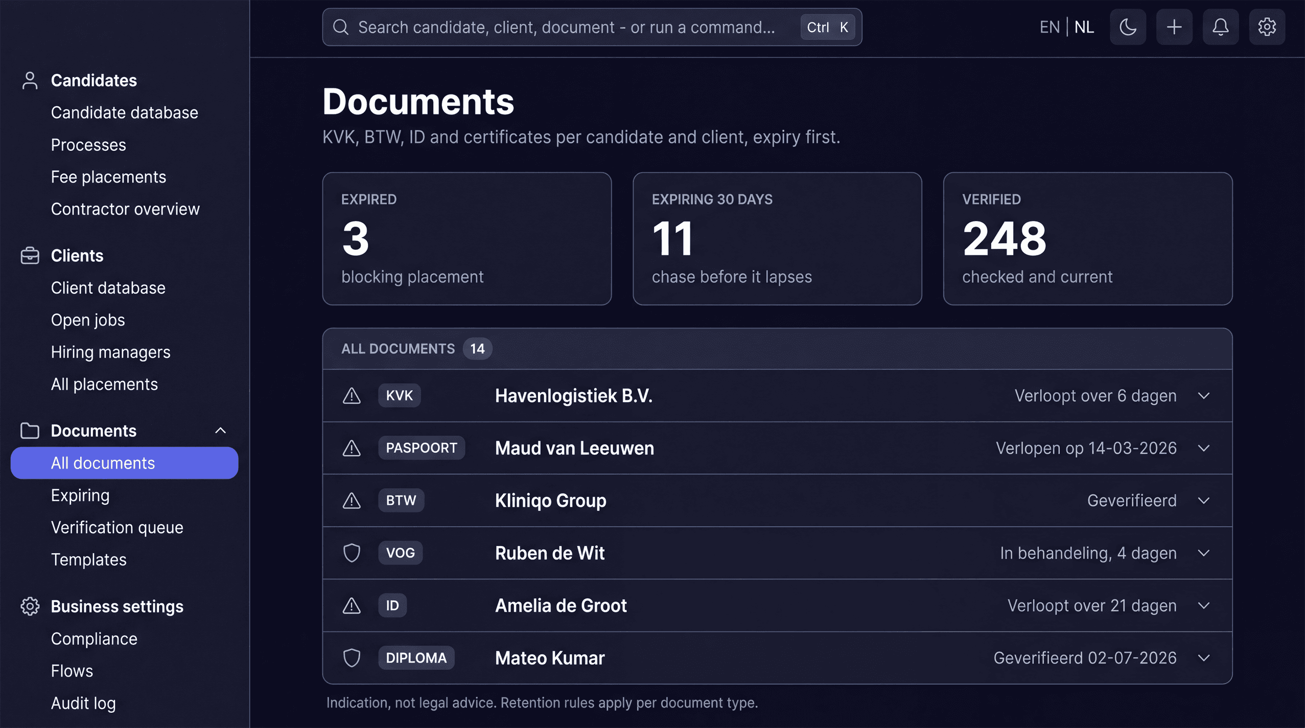 PolpoHire document management overview, a design preview